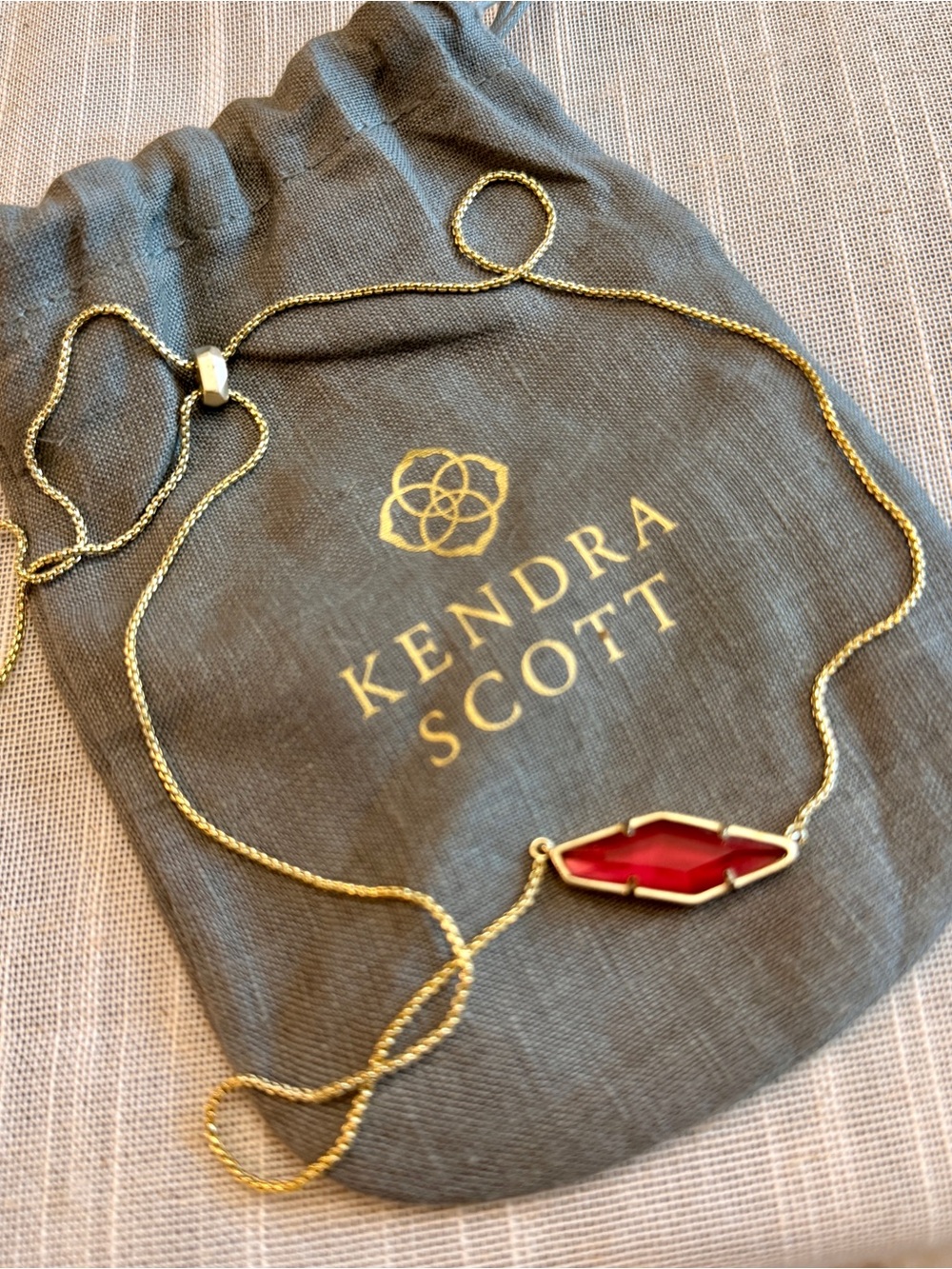 ⭐️ Kendra Scott Pink Faceted Stone MOP Gold Tone Reversible Adjustable Necklace